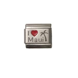 Italian Charmlink for‎ Personalized Italian Charm Bracelet I Love Heart Maui 9mm